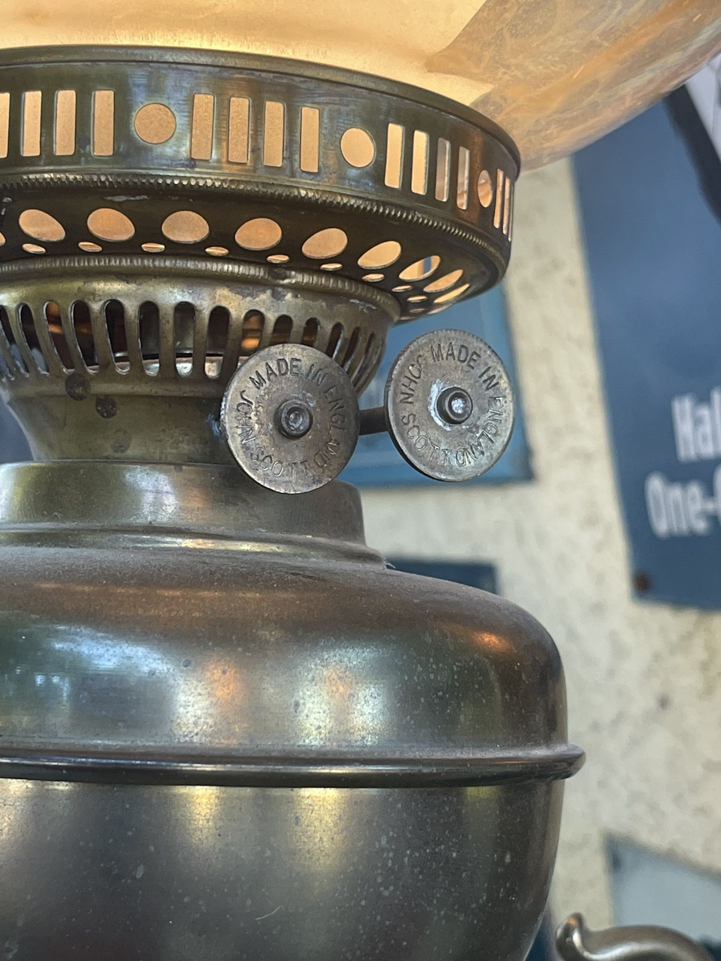 MAKE REASONABLE OFFERS- VICTORIAN BRASS OIL LAMP CANDELABRA WALL MIRROR