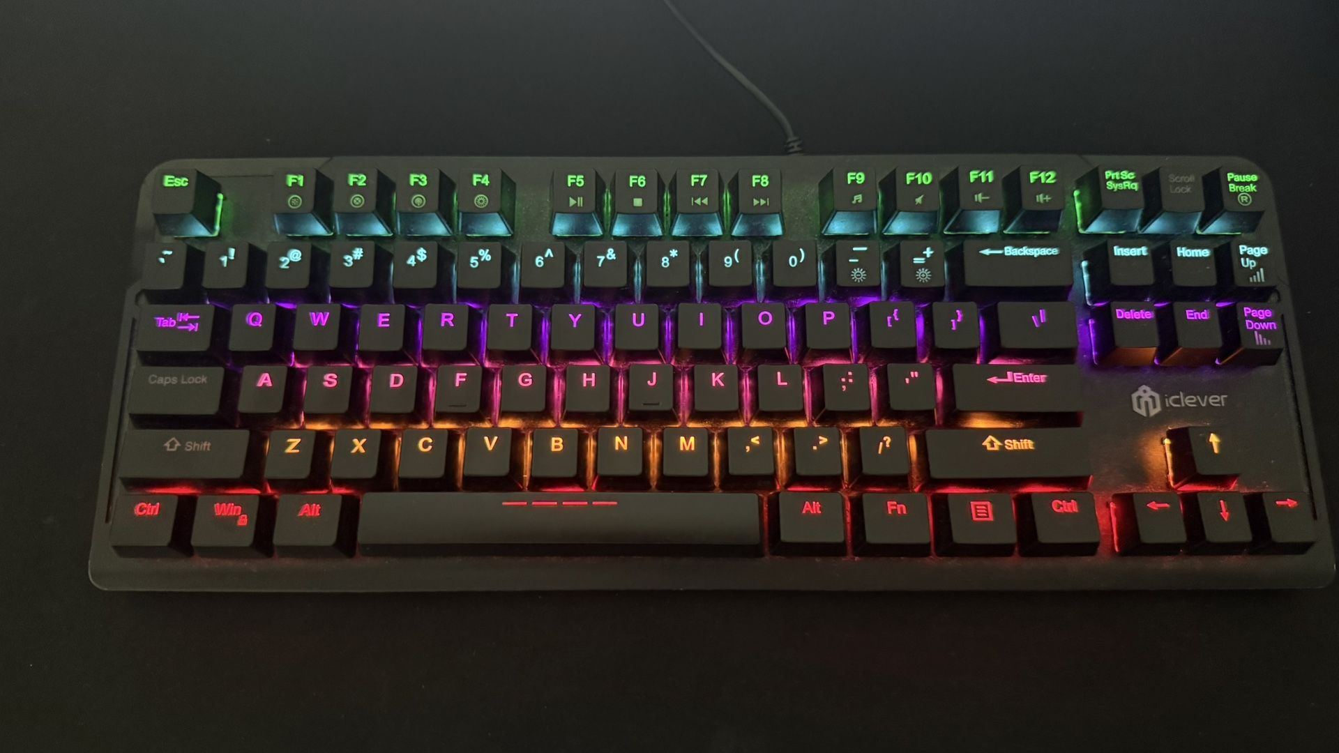 wired mechanical gaming keyboard iClever, TKL, Ultra compact, metal build with Red Switch