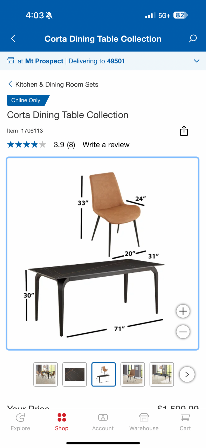 Corta Dining Table Collection (Chairs only) - Delivery Available