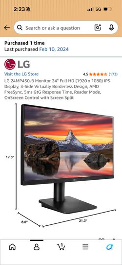 LG 24MP450-B Monitor 24" Full HD (two available)