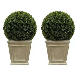 Set Of 2 - 23” Ball Topiary Faux Plants (Indoor / Outdoor) [NEW IN BOX] **Retails for $150