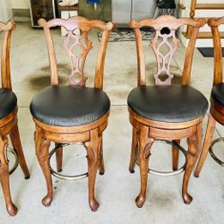 Deep Cherry 31 Inch Seat Height Swivel Armless Bar Stools – Set of 4!