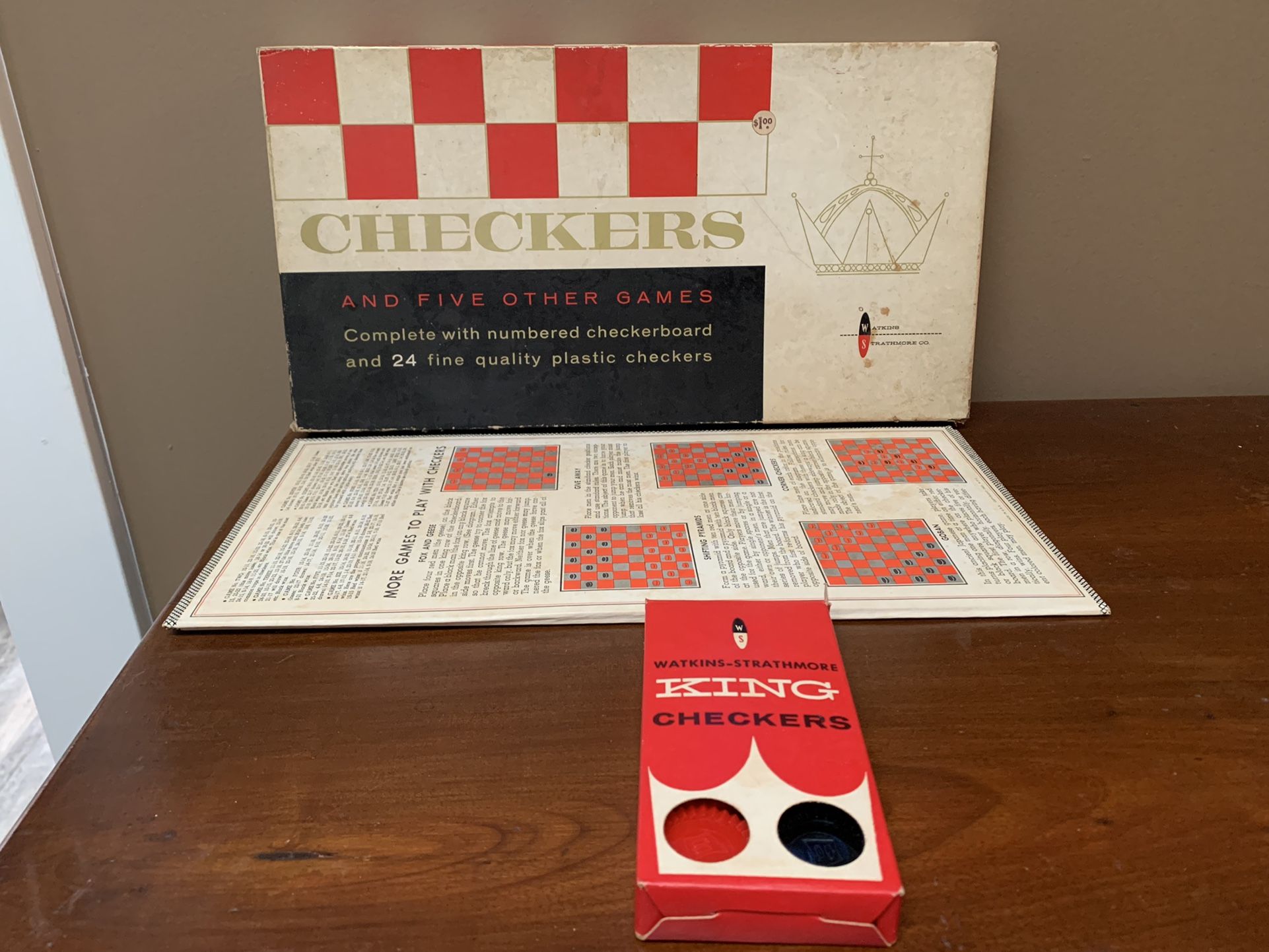 Vintage watkins-Strathmore Checker Board Game 