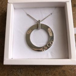 Tiffany & Co Silver 1837 Circle Pendant On 18” Chain