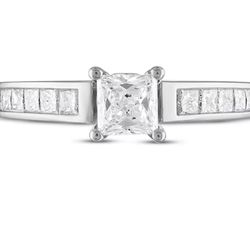 Forever Diamond Engagement Ring 1-1/4 ct tw Princess-cut With Enhancer Ring 1/2 ct tw Round-cut 14K White Gold