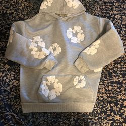 Grey Denim Tear Hoodie 