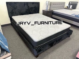 New Queen bed frame with mattress