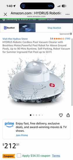 HYDRUS Robotic Cordless Pool Vacuum Cleaner with Brushless Motor,Powerful Pool Robot for Above Ground Pools, Up to 90 Mins Runtime, Self-Parking, Robo
