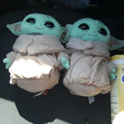Two Disney Mattel Yoda Plush Toys