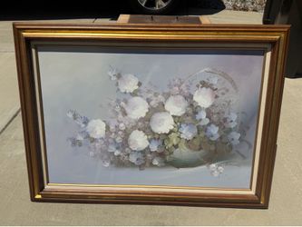 Vintage floral canvas painting