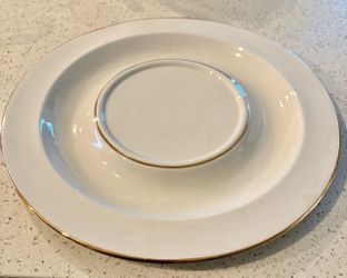 White Ceramic Plate with Gold Rim