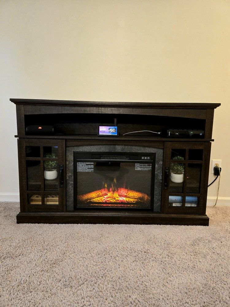TV stand With Inbuilt Remote Controlled Fire Place 🔥