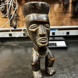 Genuine African Kuba Cup Figural Head Congo Little Man Head And Legs Statue
