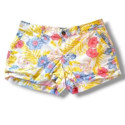 Old Navy Women Size 10 Multicolor Floral Print Cotton Shorts