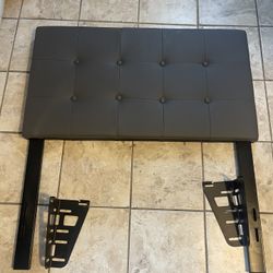 Grey Upholstered Leather Twin Headboard