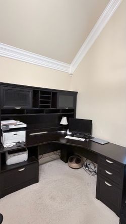 2 of 71” L-Shaped Executive Desk w/ Hutch – Espresso