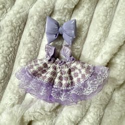 💜 Brand New Doll Dress Outfit with Matching Bow – Purple Lace Set 💜
