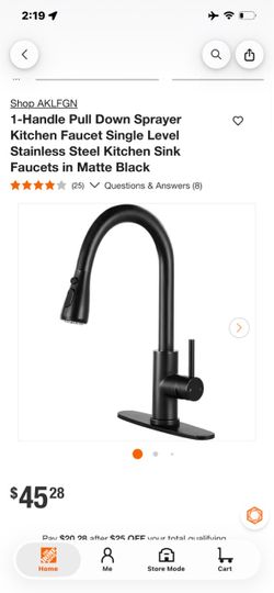 Matte Black Pull-Down Kitchen Faucet Single Handle