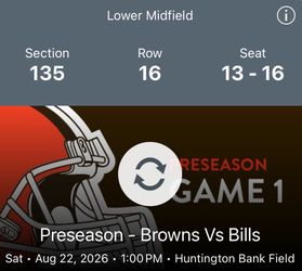 Browns vs Bills Preseason Game Tickets