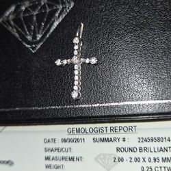14K White Gold Diamond Cross Pendant | 0.25 CTW | Authentic | Read Description