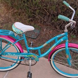 Girl's Schwinn Beach Cruiser 24" White Wall Tires Teen Or Young Adult Size Bike