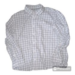 Orvis Shirt Mens XL Plaid Tan Green White Long Sleeve Button Down 1366082