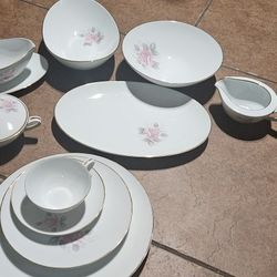 Vintage Noritake Rose Pattern Japanese China Dinnerware Set-41 Pieces