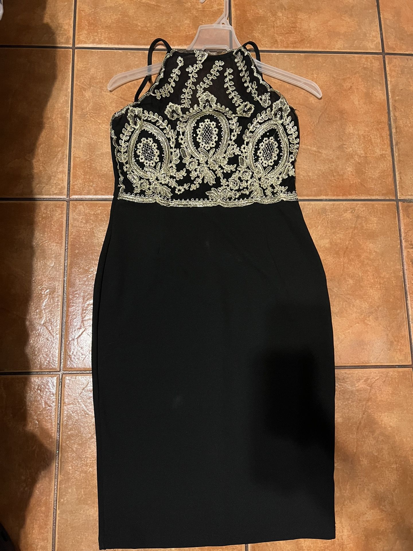 Black And Gold Embroidered Dress 