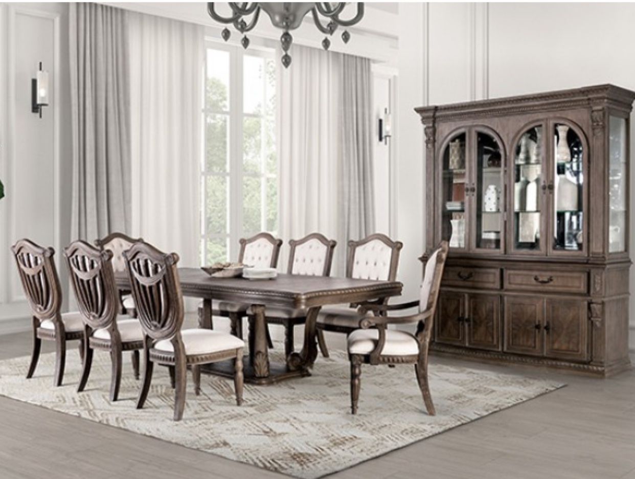 Brand New 9 Piece Dining Set Includes Table + 6 Armless Chairs + 2 Armchairs (you Can Add The rest Of The Set For Additional Price)