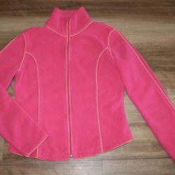 VICTORIA'S SECRET Size SMALL Hot Pink Fleece Zip Front Jacket