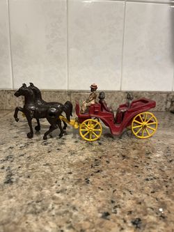 Vintage Cast Iron Horses and Carriage