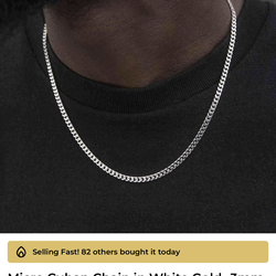 GLD Micro Cuban Chain in White Gold 3mm 20”