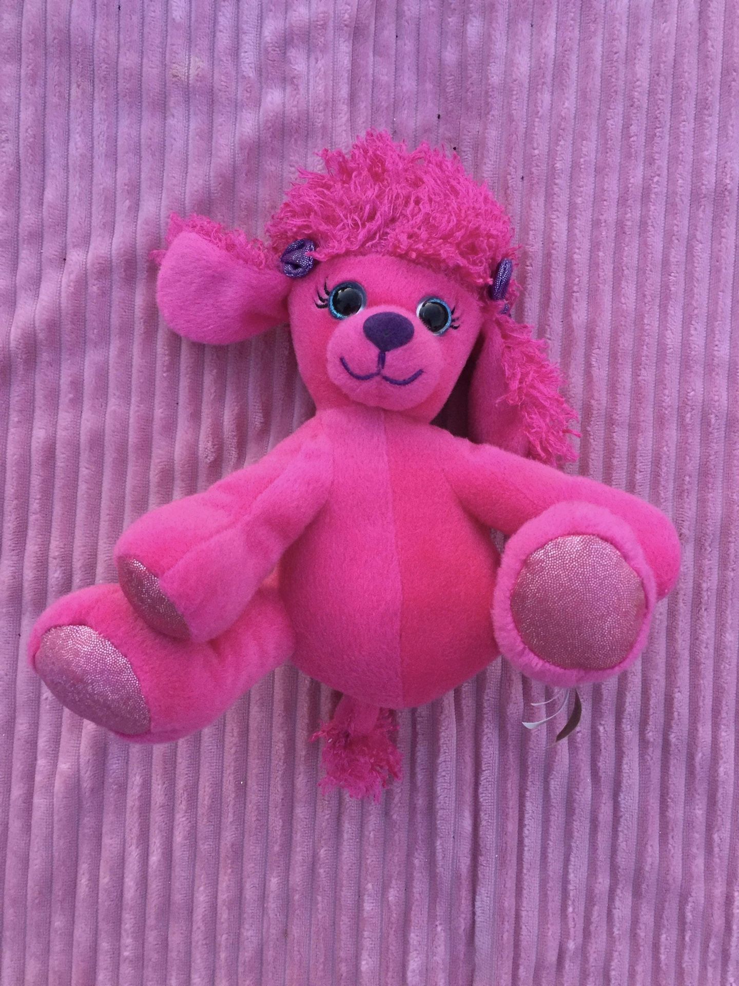Puppy Dog Pink Poodle Soft Plush Toy Gal Pal First & Main Purple Pigtail, 7"