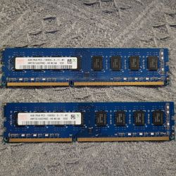 Hynix 8GB (2 X 4GB) PC3-10600U Memory
