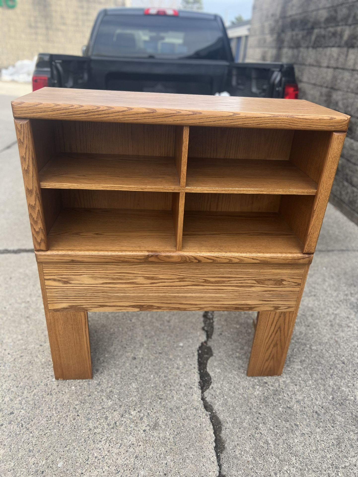 golden oak bookcase/headboard 