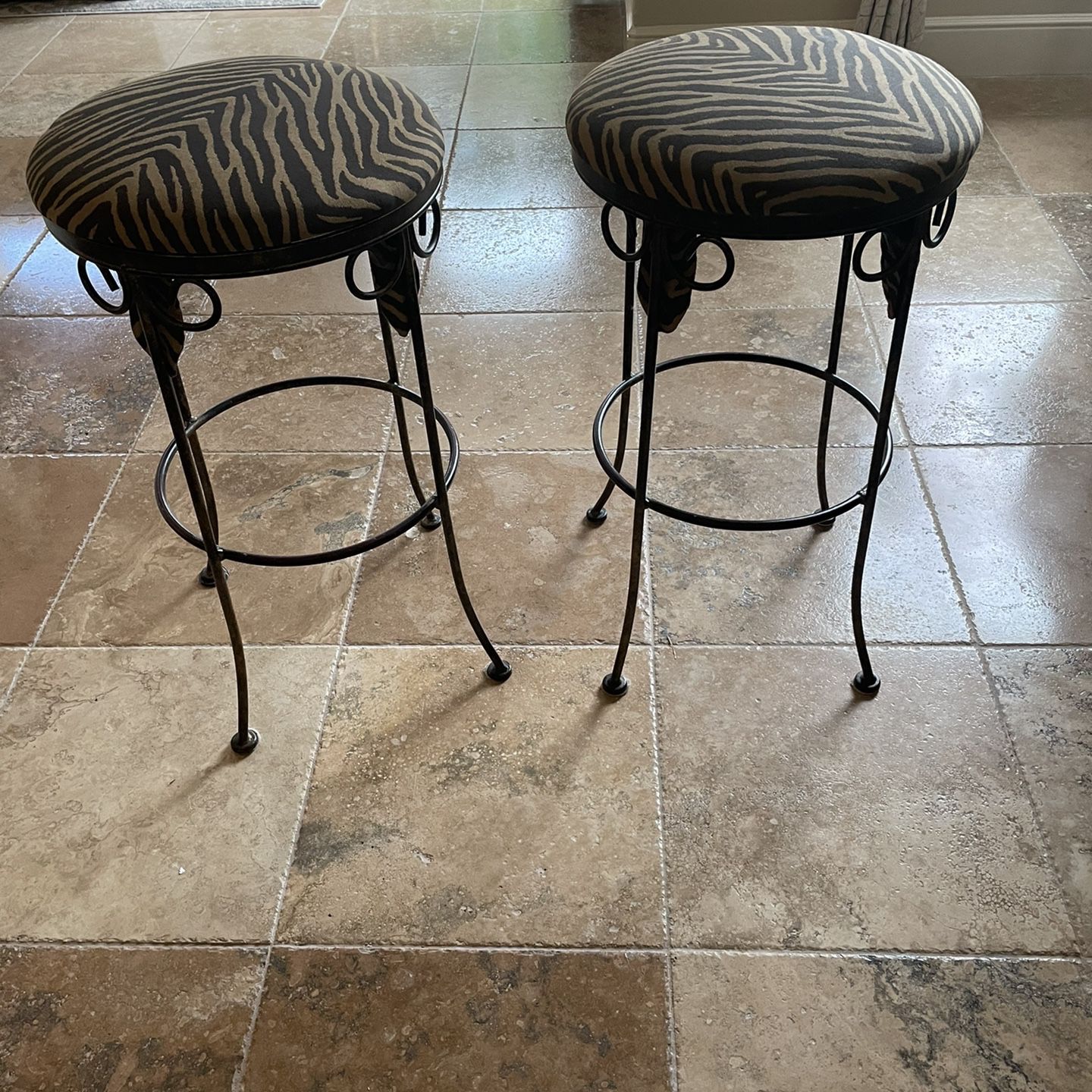 Pair Of Upholstered Bar Stools.