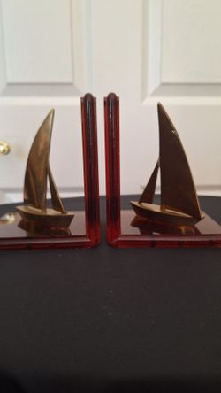 Sailboats and Lucite book ends