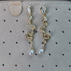 Gold Snake Earrings 