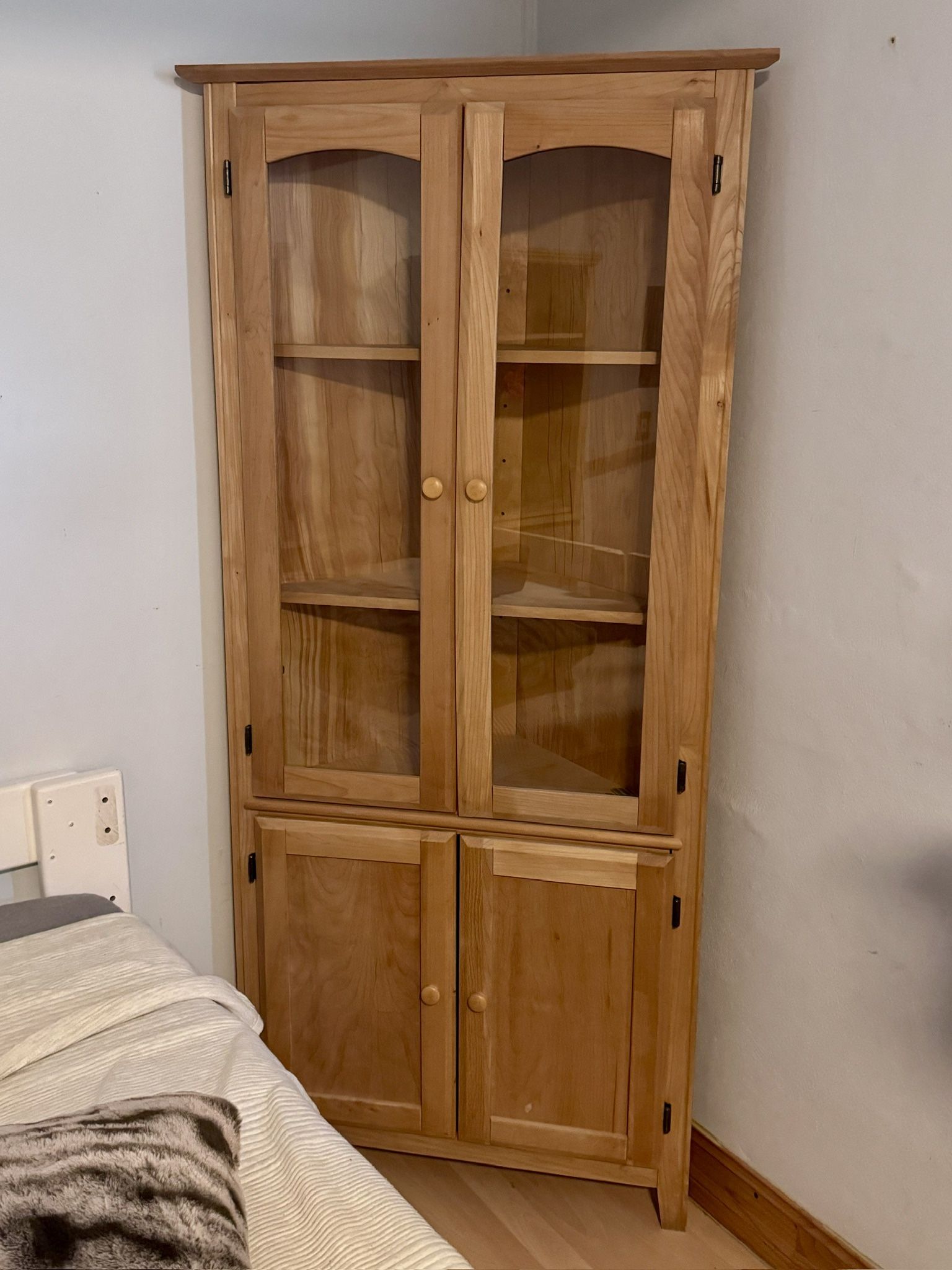 corner display cabinet with glass doors