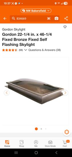 22 1/4 × 46 1/4 Bronze Color Fixed Skylight 