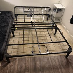 Mattress Firm Adjustable King Split King Metal Bed Frame  Wired Remote Control barely Used