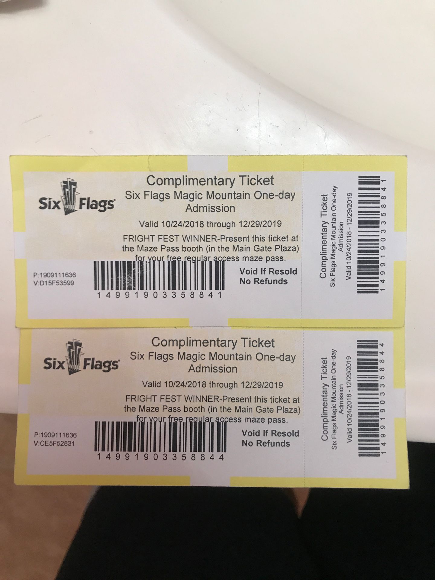 2 Six Flags One Day Admission