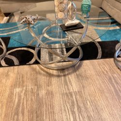 Ashley 3-Piece Silver & Glass Coffee Table Set