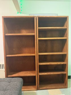 Pair of Solid Oak Bookcases / Bookshelves