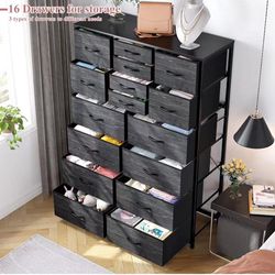 Dresser for Bedroom with 16 Drawer, Bedroom Dressers & Chests of Drawers, Black Dresser for Bedroom, Tall Dresser for Bedroom with Deep Drawers for Cl