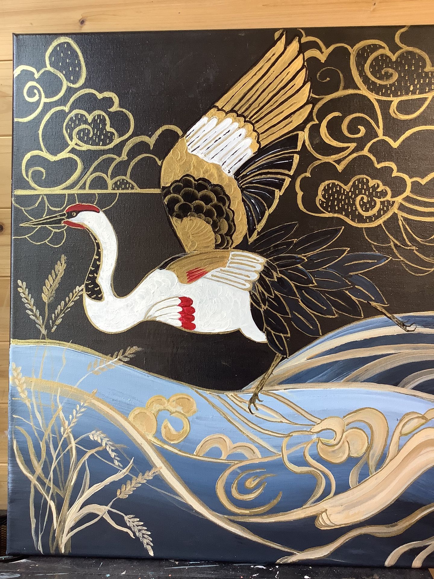 Beautiful Crane Original Painting