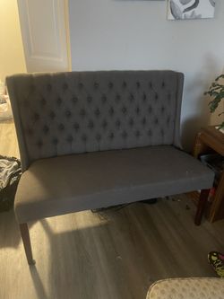 Gray Fabric Bench