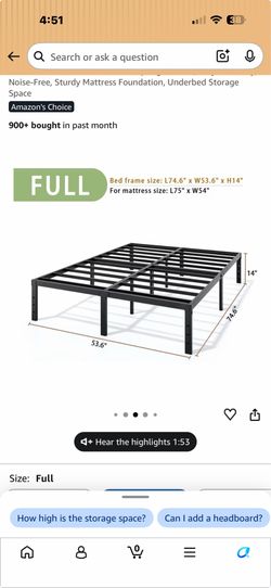 Metal full bed frame