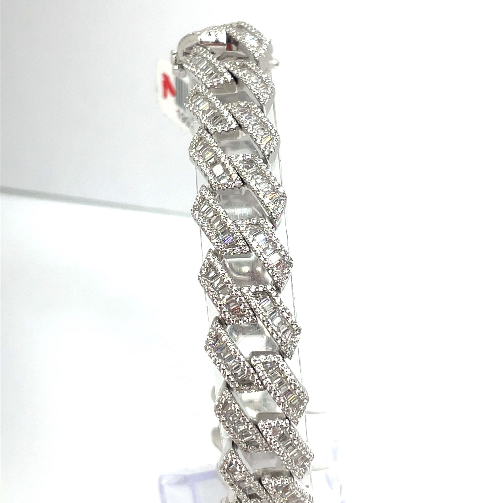 925 Sterling Silver CZ 9” Monaco Bracelet 54.30g 13.9mm 199328/4