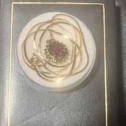 14K Rubellite & Tourmaline Pendant.